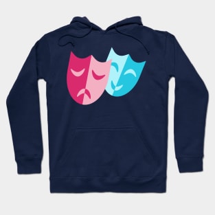 Theatrical blue mask smiles and red cry Hoodie